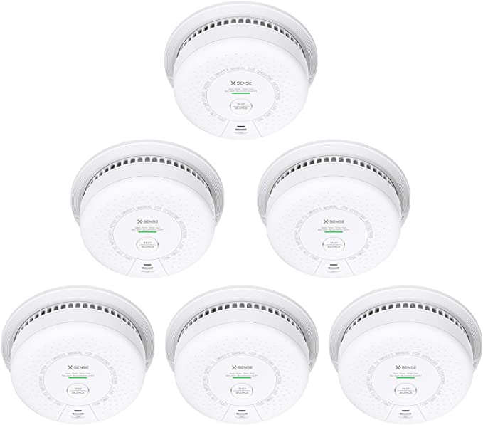 X-Sense Smoke Detector Alarm (Not Hardwired), 10-Year Lithium Battery Fire Alarm with Photoelectric Sensor, Compliant with UL 217 Standard, Auto-Check & Silence Button, SD03 (6-Pack)