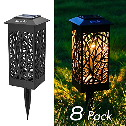 OxyLED Solar Path Lights, 8-Pack Solar Powered LED Garden Pathway Lights, Auto On/Off Led Decorative Landscape Lighting Driveway Security Light for Yard Garden Patio Lawn Backyard