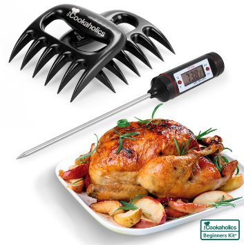Instant Read Electronic Digital Internal Meat Thermometer with Heat Resistant Bear Claw Meat Shredder for BBQ and Pulled Pork