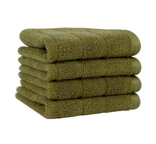 Luxury Washcloth 4-Pack, Made in the USA with 100% Cotton from Africa – Made Here by 1888 Mills, Moss