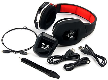 HUHD HW-399M 2.4Ghz Fiber-optical Wireless Gaming Headset for 2.4Ghz, Xbox One, Xbox 360, PS4, PS3, PC, Detachable Microphone, Noise Cancelling, Upgraded Version