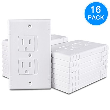 AUSTOR Electric Outlet Covers Baby Safety Wall Socket Plugs Self Closing Plate Alternate for Child Proofing, 16 Pack