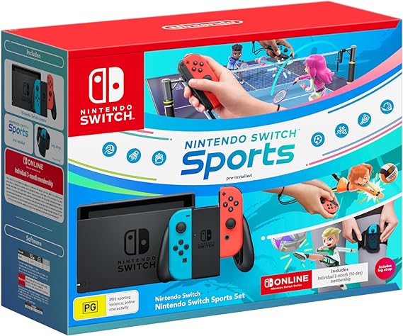 Nintendo Switch Console (Neon Blue/Neon Red) Nintendo Switch Sports Set