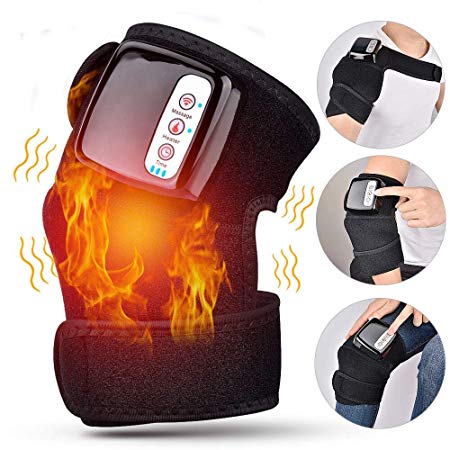 HailiCare Electric Heating Knee Brace Wrap, 3 in 1 Rechargeable Wireless Heated and Vibration Massager for Knee Shoulder Elbow - Enjoy Joint Pain Relief Anywhere (Single Pack)