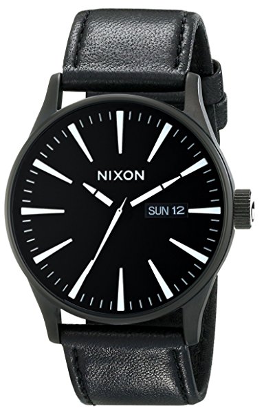 Nixon Men's A105 Sentry 42mm Stainless Steel Leather Quartz Movement Watch