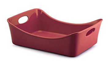 Rachael Ray Stoneware 9-Inch by 13-Inch Rectangular Lasagna Lover Pan, Red