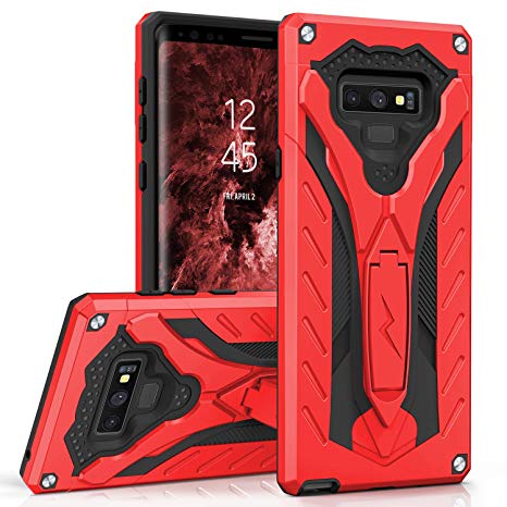 Zizo Static Series Compatible with Samsung Galaxy Note 9 Case Military Grade Drop Tested with Built in Kickstand RED Black