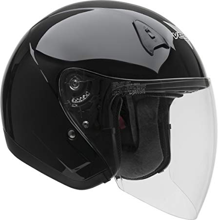 Vega Helmets VTS1 Open Face Motorcycle Helmet with Inner Sunshield – DOT Certified Full Face Shield & Visor Motorbike Helmet for Cruisers Street Bike Scooter Touring Moped Moto (Black, Medium)