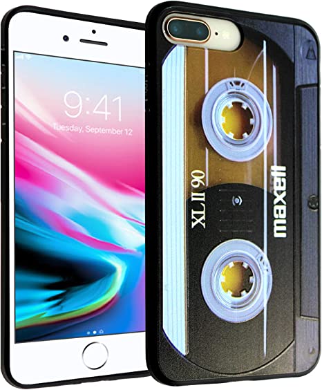 DURARMOR Flexible TPU Armor Designed for iPhone 6s Plus/6 Plus, iPhone 7 Plus, iPhone 8 Plus Case - Retro Music Cassette Tape