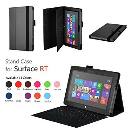 Elsse (TM) Premium Folio Case with Stand for Microsoft Surface RT / Surface 2 (Does not fit Surface Pro Version / Keyboard and Tablet NOT included) (Surface 2 / Surface RT, Black)