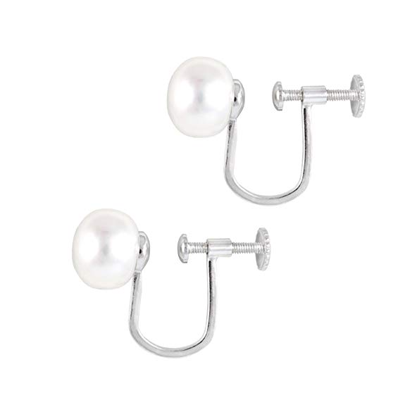 925 Sterling Silver Clip-on Non Pierced Earrings 8.5-9mm Handpicked AA Quality Cultured Freshwater Pearls