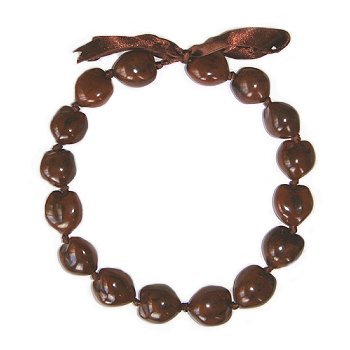 Hawaiian Kukui Nut Brown Shell 16" Choker Necklace