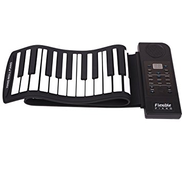 Lightahead Portable 61 Keys Roll-Up Flexible Electronic Piano Keyboard with Full Soft Responsive Keys Synthesizer Built-in Speaker