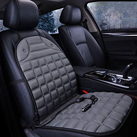 Car Heated Seat Cushion, 12V Auto Car Heated Seat Cushion Hot Cover Warmer Pad, Adjustable Temperature Safe Elastic Straps Heated Seat Cushion (Gray)