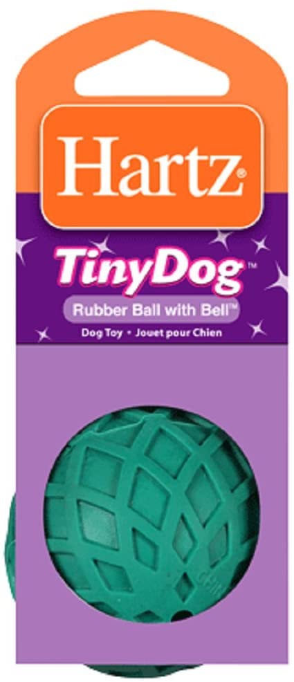 Hartz Rubber Ball with Bell for Tiny Dogs 1 Count (Assorted Colors) (Pack of 3)