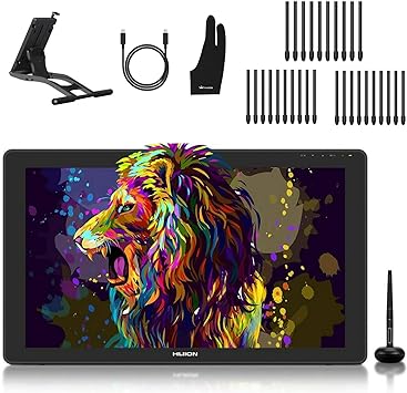 2020 HUION KAMVAS 22 Plus Graphic Monitor with Screen Full Laminated 140% sRGB, Android Support Battery-Free 8192 Pressure Levels Stylus Tilt Drawing Pen Tablet, 21.5" Pen Display w/Stand 30 Pen Nibs