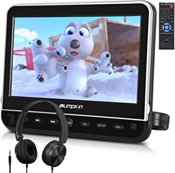 PUMPKIN 10.1 Inch Headrest Car DVD Player with Free Headphone, Support 1080P Video, HDMI Input, AV in Out, Region Free, USB SD