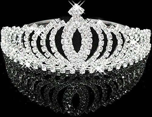 Women Stylish Shining Rhinestone Crown Headband Tiara