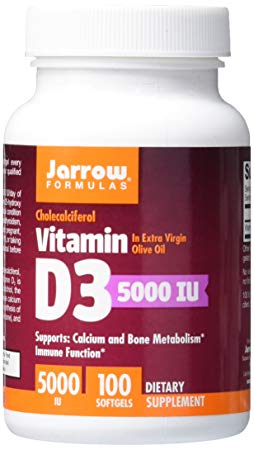 Jarrow Formulas 5000IU Vitamin D3 Formulas - 100 Softgels