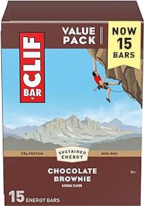 CLIF BAR - Chocolate Brownie Flavor - Made with Organic Oats - 10g Protein - Non-GMO - Plant Based - Energy Bars - 2.4 oz. (15 Pack)