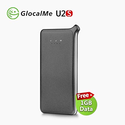 GlocalMe U2S Lite Mobile Hotspot, Worldwide High Speed WiFi Hotspot with 1GB Global Initial Data (Black)