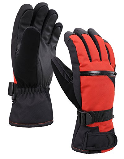 Men's 3M Thinsulate Weatherproof Touchscreen Snow Ski Gloves with Zipper Pocket