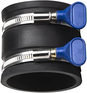 POWERTEC 70337 2-1/2" Dust Control Flex Cuff with Adjustable Key Hose Clamps, Hose Connector Rubber Cuff Coupler for Woodworking Dust Collection Fittings, Dust Collector Accessories & Machinery, 1pk