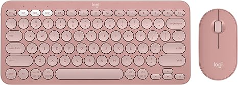 Logitech Pebble 2 Combo, Wireless Keyboard and Mouse, Quiet and Portable, Customizable, Logi Bolt, Bluetooth, Easy-Switch for Windows, macOS, iPadOS, Chrome - Tonal Rose