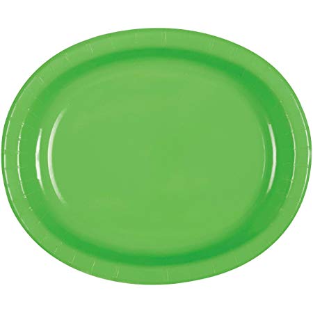 12" Lime Green Oval Paper Plates, 8ct