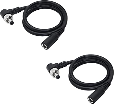 SinLoon 2 Pack DC Extension Cable 90 Degree DC Power Adapter Plug 5.5mm x 2.1mm Male to Female Extension Wire with Lock Nut for DC 12V Power Adapter, CCTV Security Camera (0.5M/1.65FT)