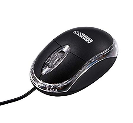SOONGO Computer Mini Mouse Usb Wired Optical Led Laser Portable For Pc Latop Desktop Black By