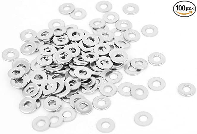 M1.6 x 0.3mm Stainless Steel Sealed Flat Washer for Bolt Screw 100Pcs