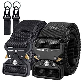 Tactical Belt for Men,2PCS Heavy Duty Adjust Webbing Military Belt with Quick-Release Metal Buckle