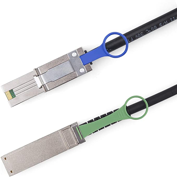 QSFP (SFF-8436) to MiniSAS (SFF-8088) DDR Hybrid SAS Cable, 100-Ohm, 1-m(3.3ft)