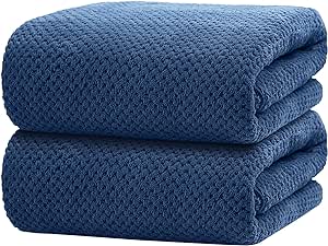 HOMEXCEL Microfiber Beach Towel 2 Pack, 30 x 60 Inch Large Beach Towels, Soft, Absorbent, and Quick Dry Towel for Beach, Pool, Swim, Bath, and Travel, Blue Beach Towel Oversized for Adults and Kid