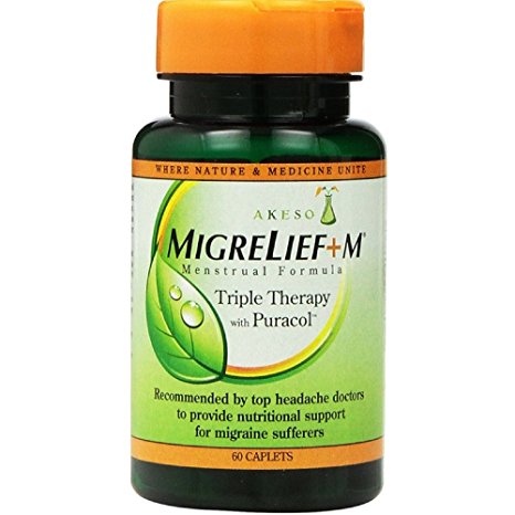 MigreLief M Menstrual Formula Triple Therapy With Puracol Caplets 60 Caplets ( Pack of 3)