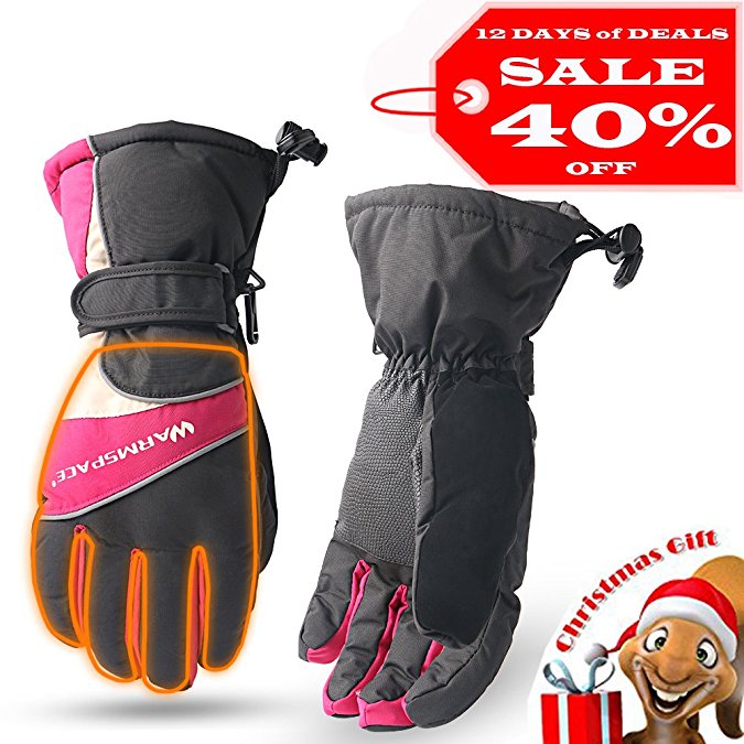 Heated Gloves Heating Palm and Five Fingers Hands Warmer Rechargealbe Battery Powered 4-6 Hrs for Camping Hiking Cycling Motorcycle Skiing Women M Size