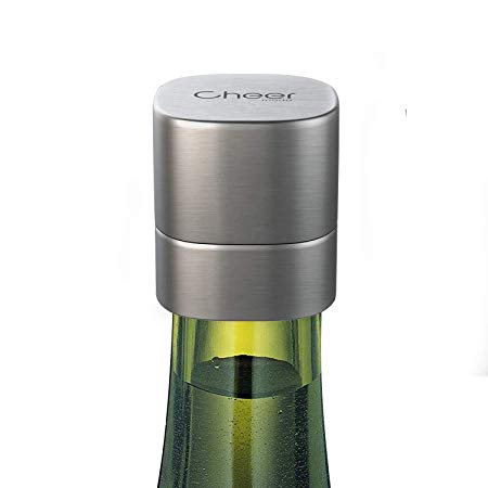 Champagne Stopper, Stainless Steel Wine & Champagne Sealer, Resealable Leak-Proof Cap For Prosecco, Sparkling & Still Wine- Best Accessory, Home and Party Use 7717-W401-02