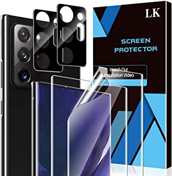 [4 Pack] LK 2 Pack Screen Protector for Samsung Galaxy Note 20 Ultra 5G TPU Film   2 Pack Camera Lens Protector for Samsung Galaxy Note 20 Ultra 5G Tempered Glass (Easy Installation Tray) HD Ultra-Thin