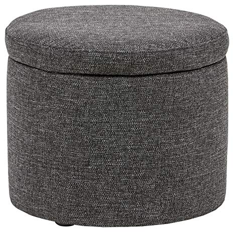 Rivet Madison Lift-Top Modern Storage Ottoman, 20"W, Caviar