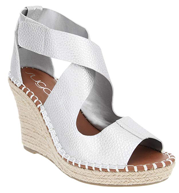 Sugar Women's Hazee Espadrille Wedge Sandal with Cross Straps and Adjustable Closure