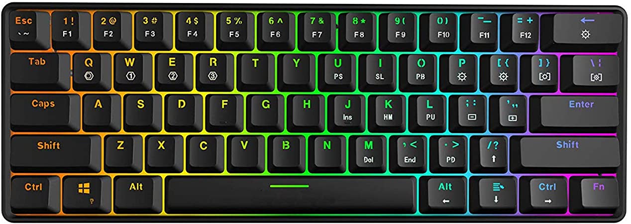 SODIAL Mechanical Keyboard, 61 Keys Optical Switch Multi-color RGB LED Backlit Wired Gaming Keyboard, IP67 Waterproof Wrist Rest, Ergonomic, for PC/Mac Gamer, Typist