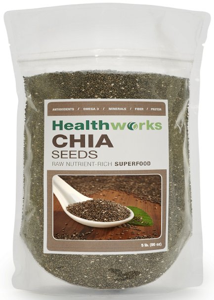 Healthworks Chia Seeds 5 lb Raw Pesticide and Chemical Free 80 oz