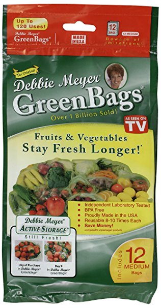 Debbie Meyer GreenBags Freshness-Preserving Food/Flower Storage Bags (Medium, 12-Pack)