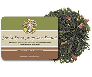 English Tea Store Green Loose Leaf Tea, Sencha Kyoto Cherry Rose Festival, 16 Ounce