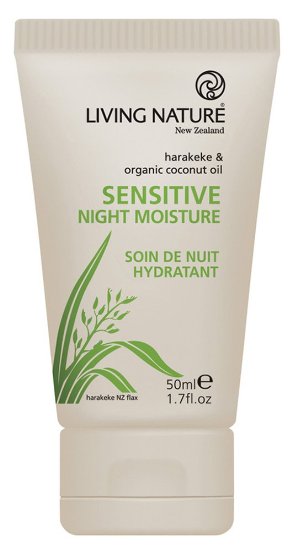 Moisturizer For Sensitive Skin by Living Nature All Natural Night Moisture Cream With Organic Virgin Coconut Oil Harakeke Flax Extract and Avocado Oil For Deep Nourishing Care Without Irritation
