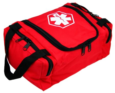 Dixie EMS First Responder Fully Stocked Trauma First Aid Kit, Red