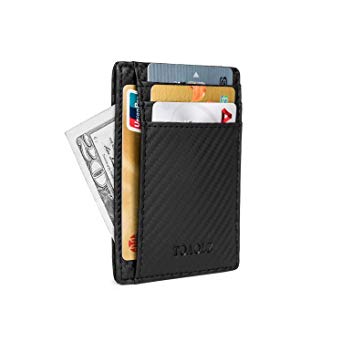 TOAOLZ Front Pocket Slim Leather Wallet for Men Thin RFID Business Credit Card Holder with ID Case