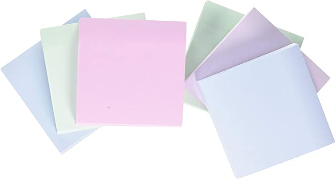 Post-it Recycled Notes - Pastel Rainbow Light Green, Grass Green, Light Blue, Gray - 6 Pads Per Pack - 100 Sheets Per Pad - 76 mm x 76 mm