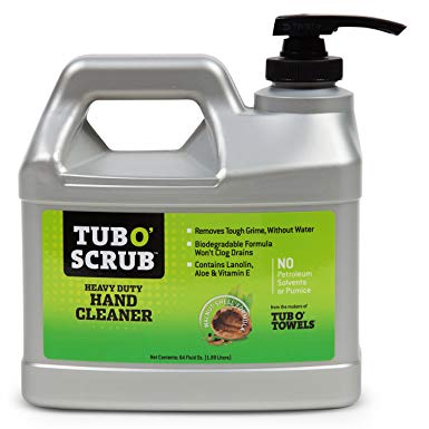 Tub O' Scrub TS64 64oz Heavy Duty Hand Cleaner Remove Tough Grime Without Water, Pumice-Free, Citrus Fresh Scent, 1/2 (Half) Gallon Pump Jug